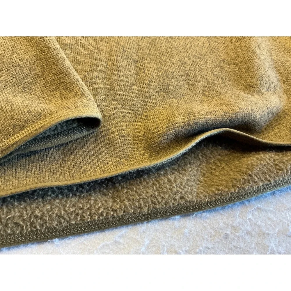 Lands End Quarter Zip Fleece Pullover Sherpa Lined Corduroy Collar Olive L